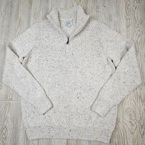 Croft‎ & Barrow Mens Quarter Zip Pullover Sweater Textured Beige Small S